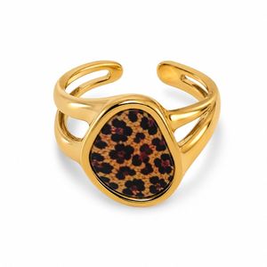 Leopard <b>Ring</b> 18K Gold Plated Stainless Steel <b>Adjustable</b> with Animal Print for Women Daily Wear - Product Image 6