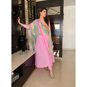 Women XS Size Chiffon Fabric <b>Punch</b> Pink Suit <b>Set</b> - Product Image 4
