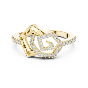 Bague en or rose massif 18 carats avec diamant de laboratoire taille brillant en spirale hexagonale et pierres latérales, pour femme, idéale pour mariage, fiançailles, soirée, ou comme cadeau glamour - Product Image 6