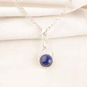 Handmade Lapis Lazuli Round Gemstone 925 Sterling Silver Vintage Engagement Wedding Party Charm <b>Necklace</b> for Women Elegant Gift - Product Image 6