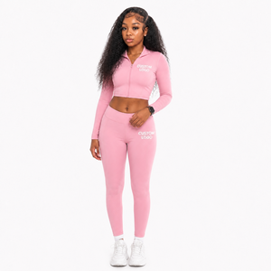 Gym Clothes Yoga Leggings Running <b>Jacket</b> With Zipper 2pcs Yoga Activewear Set Fitness <b>Workout</b> Sets for Women 2026 - Product Image 1