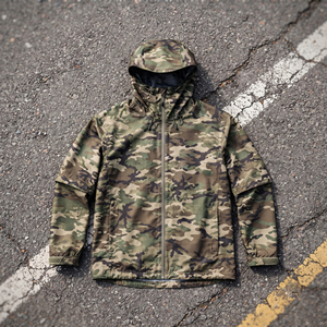 Chaqueta Impermeable con Capucha para Hombre, Estilo Casual, Cierre de Cremallera, Cortavientos, Estilo Urbano, Chaqueta de Camuflaje para Lluvia - Product Image 1