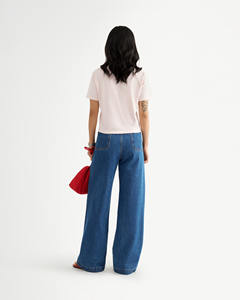 Camiseta de Verano Casual de Alta Calidad para Mujer, Manga Corta, Bordada, Color Sólido, Algodón, Corte Ajustado, Transpirable, de Secado Rápido - Product Image 4