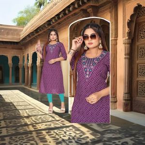 Ligero y versátil, el Kurti de rayón es perfecto para cualquier ocasión, traje salwar y kurtis. - Product Image 3