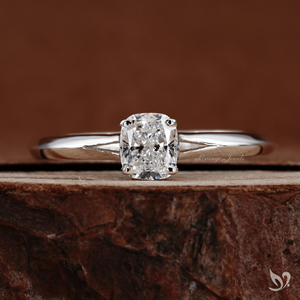 Petite Elongated Cushion Diamond <b>Ring</b> with <b>Split</b> Shank Band IGI Certified Lab Grown 10K Gold - Product Image 1