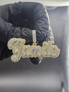 Colgante con Nombre Personalizado, Plata 925, Moissanita, Cristal, Micro Pavé, Estilo Hiphop, Unisex, para Regalo - Product Image 1