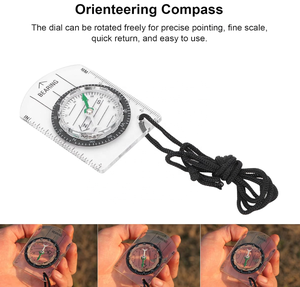 बाहरी कैंपिंग हाइकिंग स्पष्ट प्लास्टिक कंपास के आनुपातिक पदचिह्न यात्रा उपकरण किट - Product Image 5