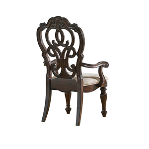 Solid Teak Wood Carved <b>Dining</b> <b>Chair</b> Classic Vintage Style Elegant Upholstered Seat Luxury Restaurant Hotel Furniture - Product Image 4