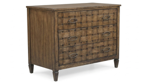 <b>Rustic</b> Wood <b>Sideboard</b> With Woven Drawer Fronts Metal Handles Antique Finish Storage Furniture for Bedroom or Dining Room - Product Image 1