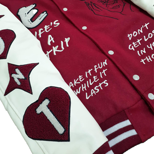 Chaqueta Varsity de Invierno al por Mayor, de Lana, Resistente al Viento, Personalizada con Letras Bordadas, para Hombre - Product Image 3