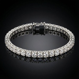 Pulsera de tenis de lujo de oro macizo de 14K con diamantes cultivados en laboratorio de talla brillante redonda engastados a mano, certificados por IGI, 3MM - Product Image 3