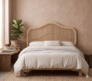 Tête de lit en rotin naturel fait main, dossier de lit classique en osier, cadre en bois durable, meubles pour la décoration de chambre, taille Queen et King - Product Image 2