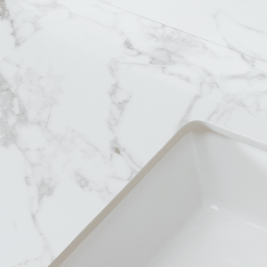 Top Lavabo Rettangolare Sottopiano in Ceramica per Bagno 49x22 Pollici, Top in Pietra Sinterizzata Bianco Carrara - Product Image 6