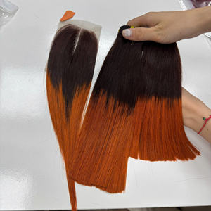 Precio al por mayor 100% Raw Virgin Vietnamita Humano Peluca Trama Hueso Recto Punta naranja Color Super Doble Extensiones de cabello - Product Image 4