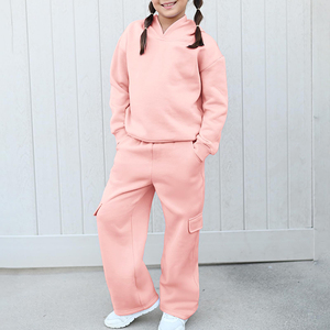 Conjunto de 2 Piezas para Niñas: Sudadera con Capucha de Felpa y Pantalones Anchos, Uniforme Escolar Informal, Chándal - Product Image 3