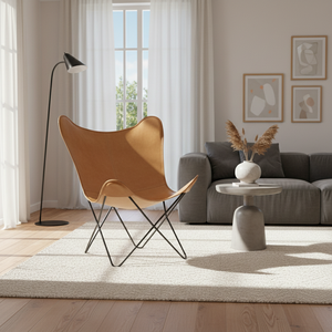 Premium Handcrafted Genuine Leather <b>Butterfly</b> Chair with Metal Frame Accent Lounge Chair for Living Room Home Office Hotel - Product Image 4