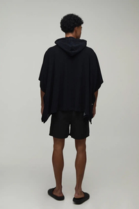 Sudadera Negra de Manga Corta para Hombre, Felpa Francesa, Hombros Caídos, Bolsillo Canguro, Logotipo Personalizado, Proveedor OEM, Primavera Otoño - Product Image 3