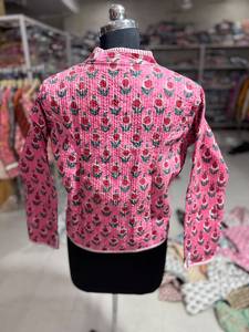 Floral <b>Quilted</b> Cotton <b>Jacket</b> With Mandarin Collar Full Sleeve Autumn Women's Outerwear GIFT FOR HER - Product Image 6