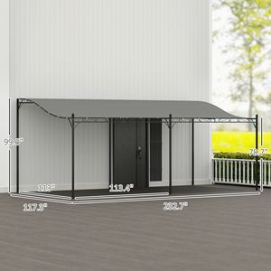 Auvent de terrasse extérieur en métal gris foncé 10FT X 20FT avec trous de drainage pour villa, cour, parc, jardin - Product Image 3