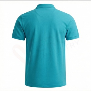 Men's <b>Turquoise</b> Short Sleeve Polo <b>Shirt</b> Solid Knitted Casual Regular Fit Button Design - Product Image 2