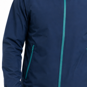 Blouson coupe-vent décontracté à capuche pour homme, bleu sarcelle vif, avec fermeture éclair, veste de sport et de course bleu marine - Product Image 3