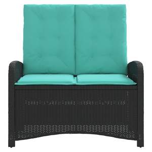Banc de jardin inclinable en rotin PE noir 2 places, bancs de patio - Product Image 3