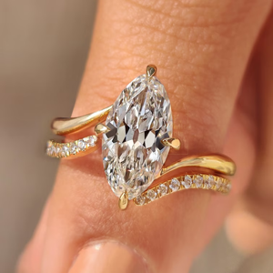 Anillo de Diamantes con Corte Marquesa de Calidad Premium con Banda, Joyería Elegante, Regalo para Bodas y Fiestas, Disponible a un Precio Accesible - Product Image 1