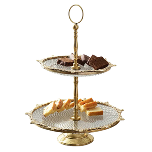 Soporte de pastel de 3 niveles con diseño de vid dorada vintage, plato para cupcakes, para fiestas, eventos, decoración del hogar, vajilla a bajo precio. - Product Image 6
