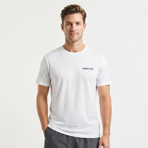 Camiseta Personalizada de Alta Calidad, Simple, de Color Blanco Sólido, Cuello Redondo, para Hombre, de Verano, Manga Corta, de Algodón, Estilo Regular - Product Image 5