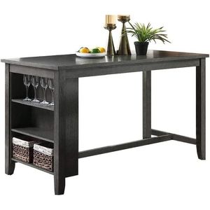 Tavolo da Colazione Moderno e Casual in Legno, Altezza Bancone, con Ripiani Portaoggetti, Finitura Grigia, Set da 1 Pezzo per Sala da Pranzo - Product Image 2