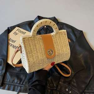 Nuevo Bolso de Mano de Paja Tejida Resistente para Mujer, Bolso de Hombro, Bolso Bandolera con Cierre de Cremallera para Viajes, Compras y Vida Diaria - Product Image 1