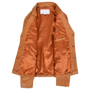 Veste en cuir d'agneau véritable pour femme, coupe ajustée, blazer beige, manteau décontracté en cuir véritable pour le bureau, vêtements d'extérieur automne-hiver - Product Image 6