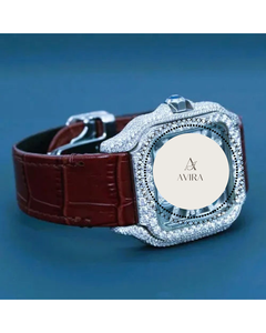 High on Demand Sleek Designed Iced Out Natural Diamond Wrist Leather Strap <b>Watches</b> for Mens Luxury Occasional At Best Price - Product Image 5