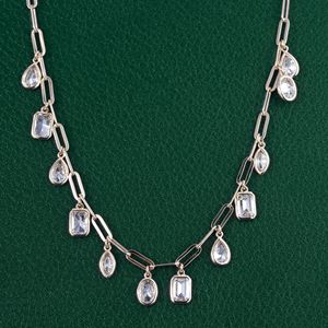 Luxury <b>Statement</b> <b>Necklace</b> Featuring Dangling Pear, Oval, Marquise, and Emerald Cut Lab-Grown Diamonds in 14K Gold For Function - Product Image 4