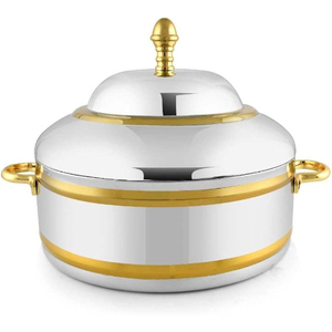 Ensemble de casseroles rondes en métal au design traditionnel avec couvercle en acier inoxydable et motif rayé pour le service des aliments Nouveauté - Product Image 5