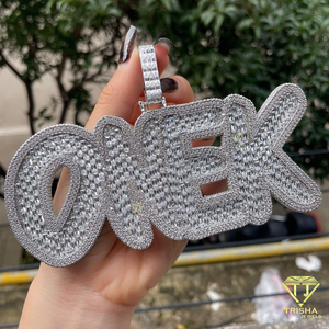จี้เพชรโมอิสซาไนต์ VVS สั่งทำชื่อได้ พร้อมสร้อยคอเคลือบทอง เงินแท้ 925 ประดับเพชรแบบ Iced Out - Product Image 4