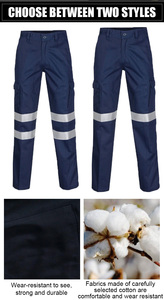 Pantalones de Trabajo de Seguridad Reflectantes 100% Algodón con Spandex, Pantalones de Protección Transpirables para Trabajadores de la Construcción - Product Image 3