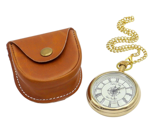 Montre de poche vintage en laiton plaqué or, cadran rond à chiffres romains, thème nautique, cadeau de collection - Product Image 4