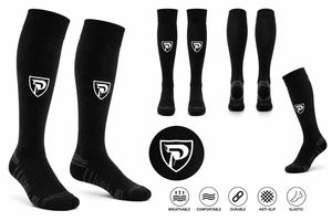 Dumela Men's <b>Black</b> Crew <b>Socks</b>-100% Cotton Knitted Heat-Transfer Printed Breathable & Quick Dry Winter Sports Use <b>Socks</b> - Product Image 3