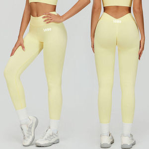 <b>Women's</b> High Waist Solid <b>Grey</b> Knitted Full Length Athletic <b>Leggings</b> - Product Image 2
