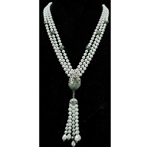 Elegante Collar con Colgante de Latón Plateado de Primera Calidad, con Perlas, para Mujer, Joyería Hindú de Moda para Bodas - Product Image 1