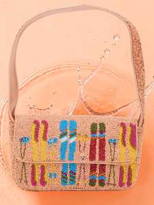 Sac à main rectangulaire brodé à la main avec un motif coloré, confectionné en fil de coton, design textile artisanal - Product Image 4
