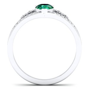 Bague REYES en argent sterling 925 avec émeraude verte taille poire de 0,75 carat et moissanite, cadeau de fiançailles, bijoux fins pour femmes - Product Image 4