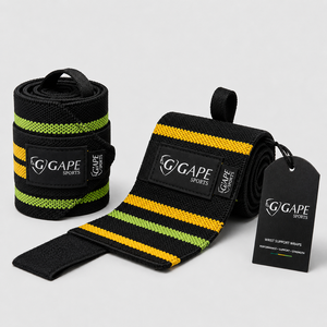 GAPE SPORTS Bandes de soutien pour poignets Noir Jaune Vert Fermeture réglable à boucle auto-agrippante pour la musculation Entraînement de force Unisexe - Product Image 2