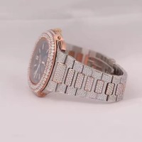 Montre de couple de luxe multifonctionnelle en acier inoxydable à quartz, entièrement sertie de moissanite et de diamants, de haute qualité, vente en gros, fabricant indien
