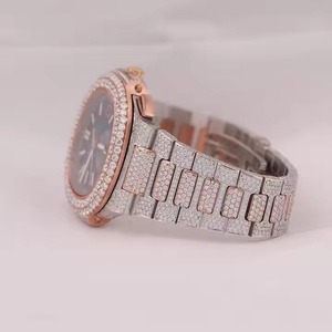 Moissanite Full Diamond High Quality Multifunctional Quartz Stainless Steel Luxury <b>Couple</b> Watch Wholesale Indian Manufacturer - Product Image 4