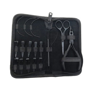 Kit d'outils professionnels de haute qualité en acier inoxydable noir mat pour extensions de cheveux, ensemble de pinces durables pour micro-anneaux et boucles - Product Image 1