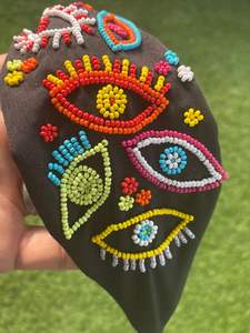 Lot de bandeaux noués multicolores avec cœurs rouges et roses incrustés de cristaux – Serre-tête tendance pour femme, accessoire de coiffure de boutique - Product Image 2