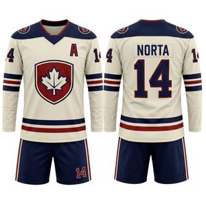 Performance Mesh Maroon <b>Navy</b> Wreath Logo Hockey Competition Wear Sublimated Professional Ice Hockey Team Uniform Set - Product Image 5