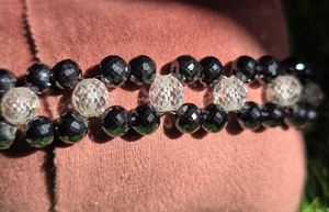 Pulsera de moissanita redonda blanca de 8 mm y negra de 7 mm, regalo para ella - Product Image 6